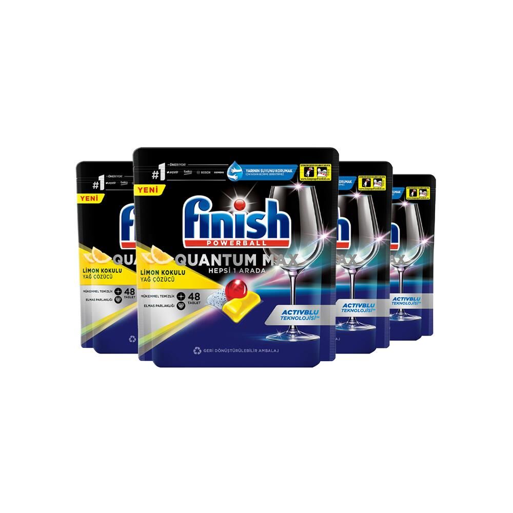 Finish Quantum Max Bulaşık Makinası Deterjanı Tableti Limon Kokulu 48' li x 4