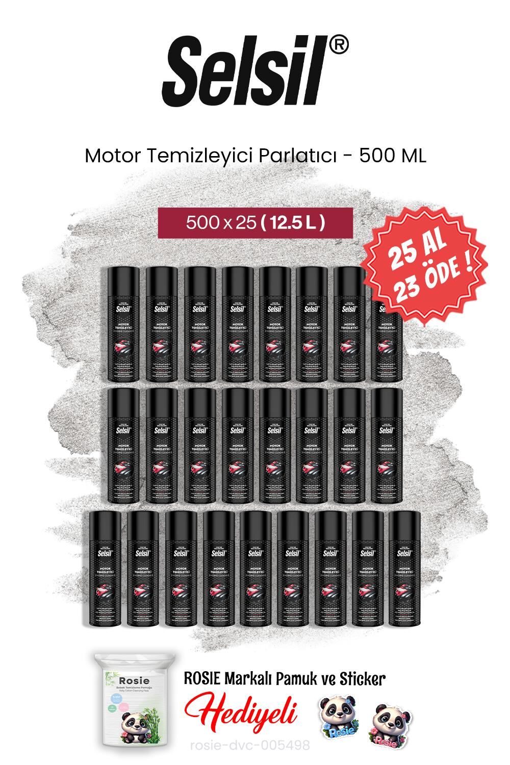Selsil 500 ml 25 AL 23 ÖDE Motor Temizleyici Parlatıcı, ve rosie pamuk