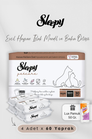 Evcil Hayvan Mendili 240 Adet ve 30'lu Bakım Örtüsü