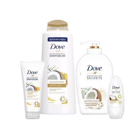 Dove Hindistan Cevizli Sıvı Sabun, Saç Kremi, Şampuan ve Roll-On
