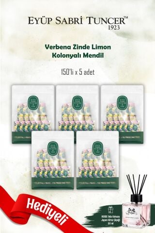 150'li Eyüp Sabri Tuncer Verbena & Zinde Limon 5 paket Koloyalı Mendil ve Rosie Koku