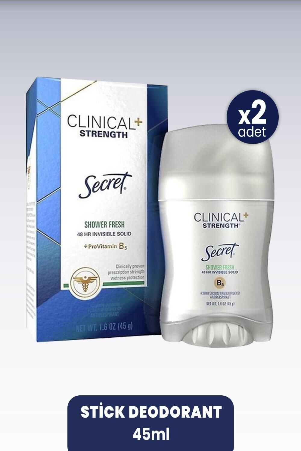 Secret Clinical Shower Fresh Antiperspirant Deodorant 45 gr x 2 Adet