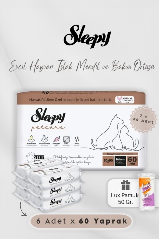 Evcil Hayvan Mendili 360 Adet ve 60'lı Bakım Örtüsü
