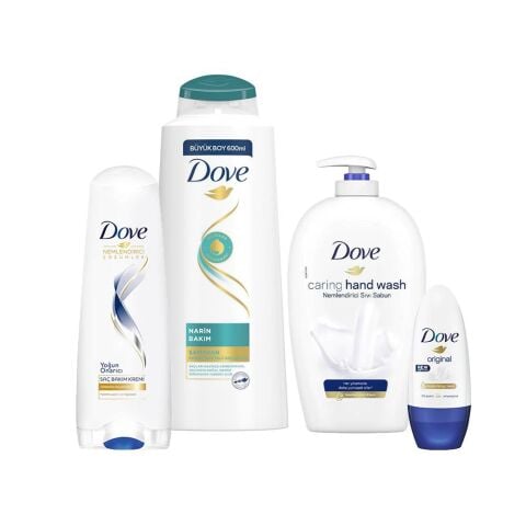 Dove Nemlendirici Sıvı Sabun, Yoğun Onarıcı Saç Kremi, Narin Bakım Şampuan ve Original Roll-On