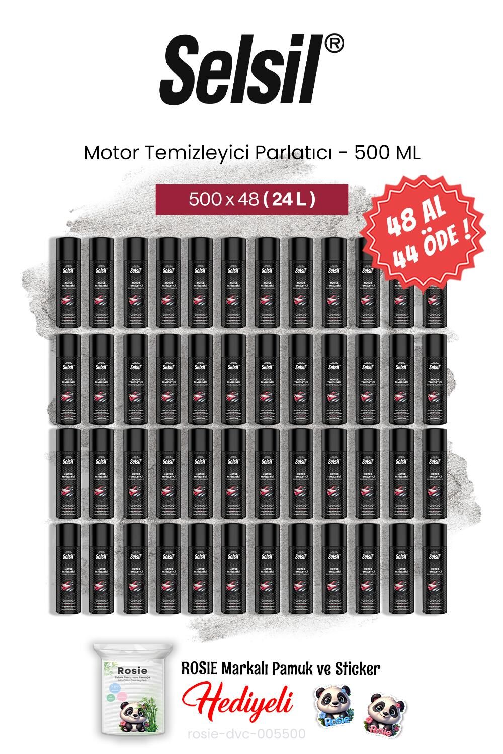 Selsil 48 AL 44 ÖDE 500 ml Motor Temizleyici Parlatıcı, ve rosie pamuk