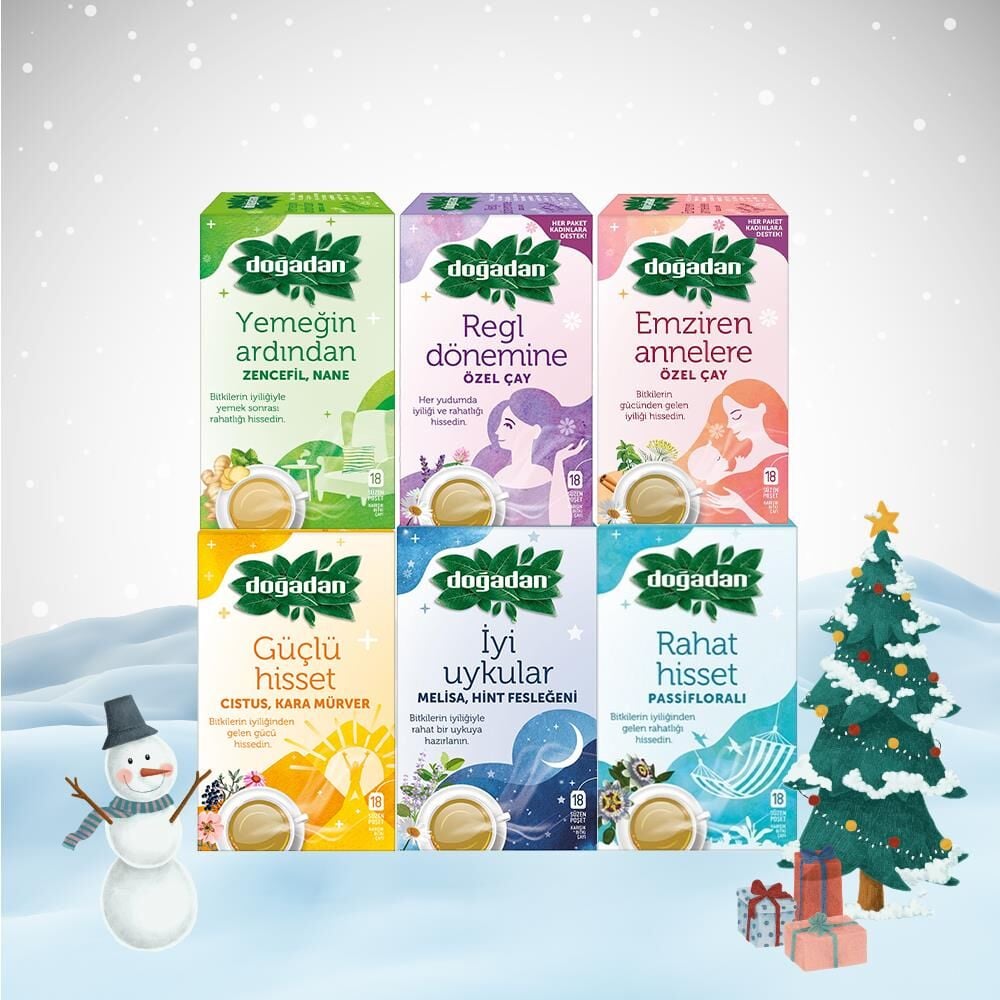 Doğadan Yılbaşı Paketi Özel Bardak Poşet Çaylar Seti 6' lı