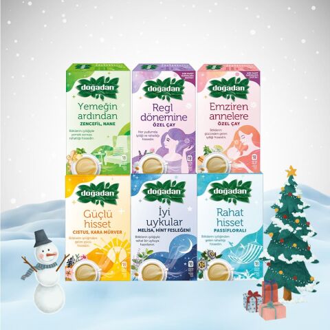 Doğadan Yılbaşı Paketi Özel Bardak Poşet Çaylar Seti 6' lı