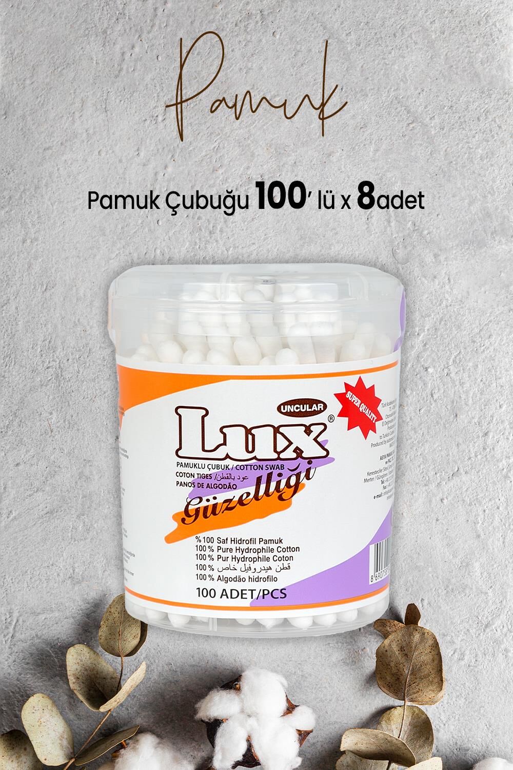 Lux Pamuk Çubuğu 100' lü x 8 Adet