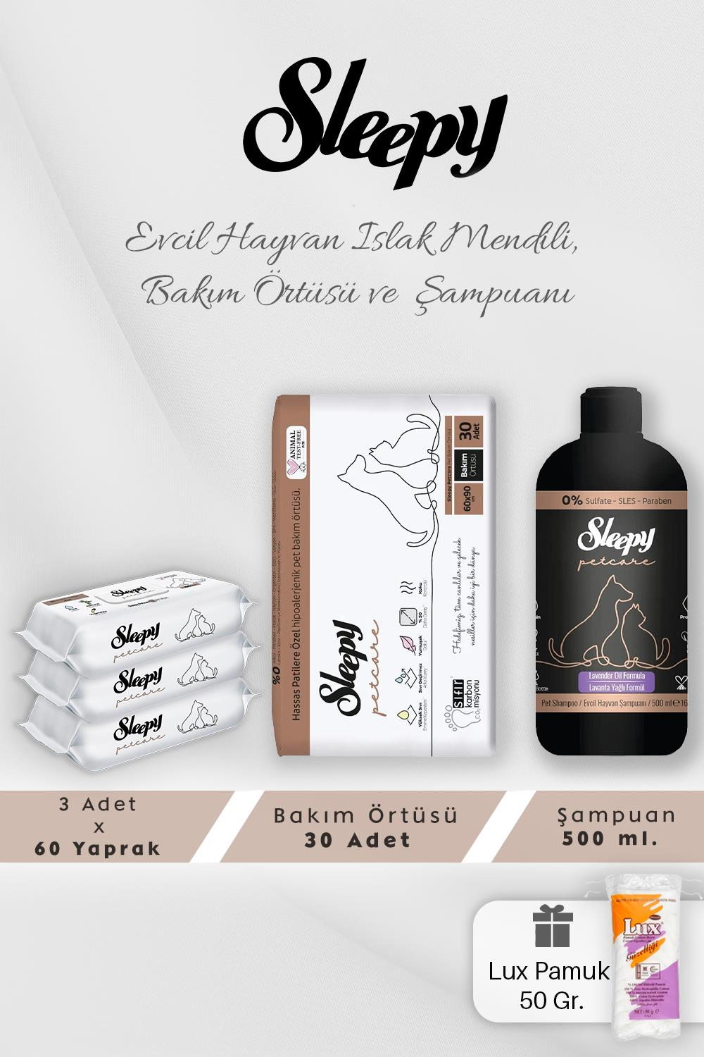 Evcil Hayvan Mendili 3 Adet, Şampuan ve Bakım Örtüsü