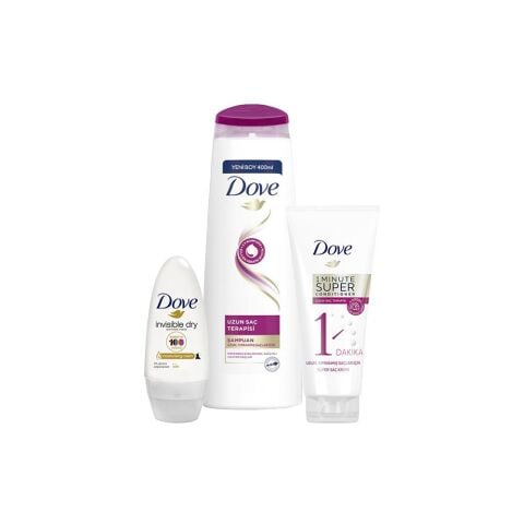 Dove Uzun Saç Terapisi Şampuan, Saç Kremi ve Invisible Dry Kadın Roll-On