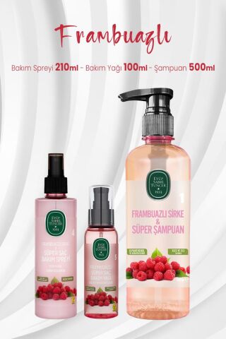 Eyüp Sabri Tuncer Frambuazlı Saç Bakım Spreyi 210 ml, Saç Yağı 100 ml ve Şampuan 500 ml