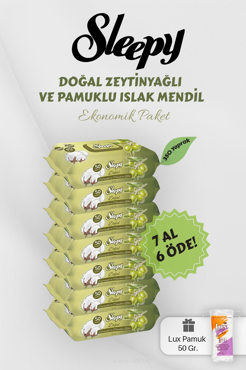 Sleepy Zeytinyağlı Pamuklu Bebek Havlusu 7 AL 6 Öde Hediyeli