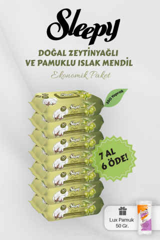 Sleepy Zeytinyağlı Pamuklu Bebek Havlusu 7 AL 6 Öde Hediyeli