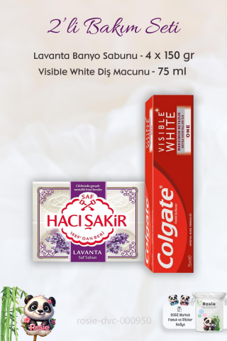 Colgate Visible White Diş Macunu 75 ml, H. Şakir  Lavanta Kokulu Banyo Sabunu 4 x 150 gr ve ROSIE