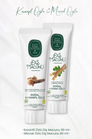 Eyüp Sabri Tuncer Diş Macunu Karanfil Özlü 90 ml ve Misvak Özlü 90 ml