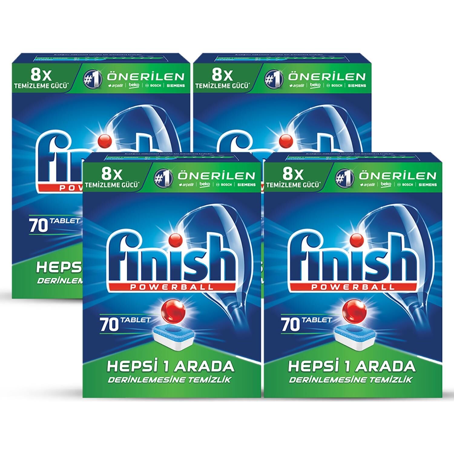 Finish Hepsi Bir Arada Bulaşık Makinesi Deterjanı Tableti 70 Yıkama x 4