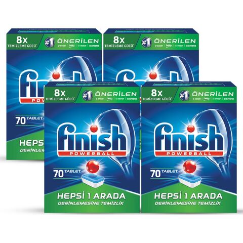 Finish Hepsi Bir Arada Bulaşık Makinesi Deterjanı Tableti 70 Yıkama x 4