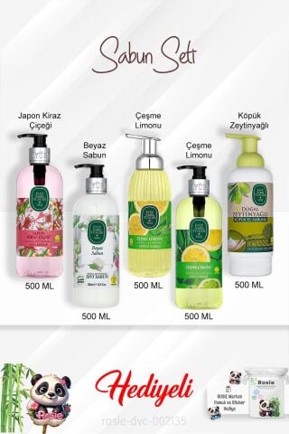 500 ML Sabun Paket Çeşme Limonu Sıvı ve köpük, Japon Kiraz Çiçeği, Beyaz Sabun, Zeytinyağlı ve Rosie