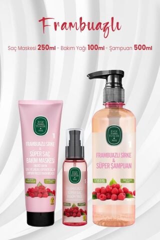 Eyüp Sabri Tuncer Frambuazlı Saç Maskesi 250 ml, Saç Yağı 100 ml ve Şampuan 500 ml