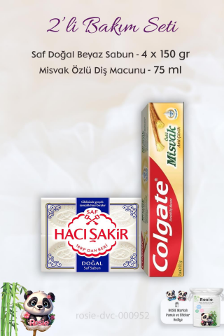 Colgate Misvak Özlü Diş Macunu 75 ml,  H. Şakir Saf Doğal Sabun 4 x 150 gr ve ROSIE