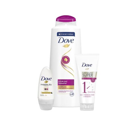 Dove Uzun Saç Terapisi Şampuan, Saç Kremi ve Invisible Dry Roll-On