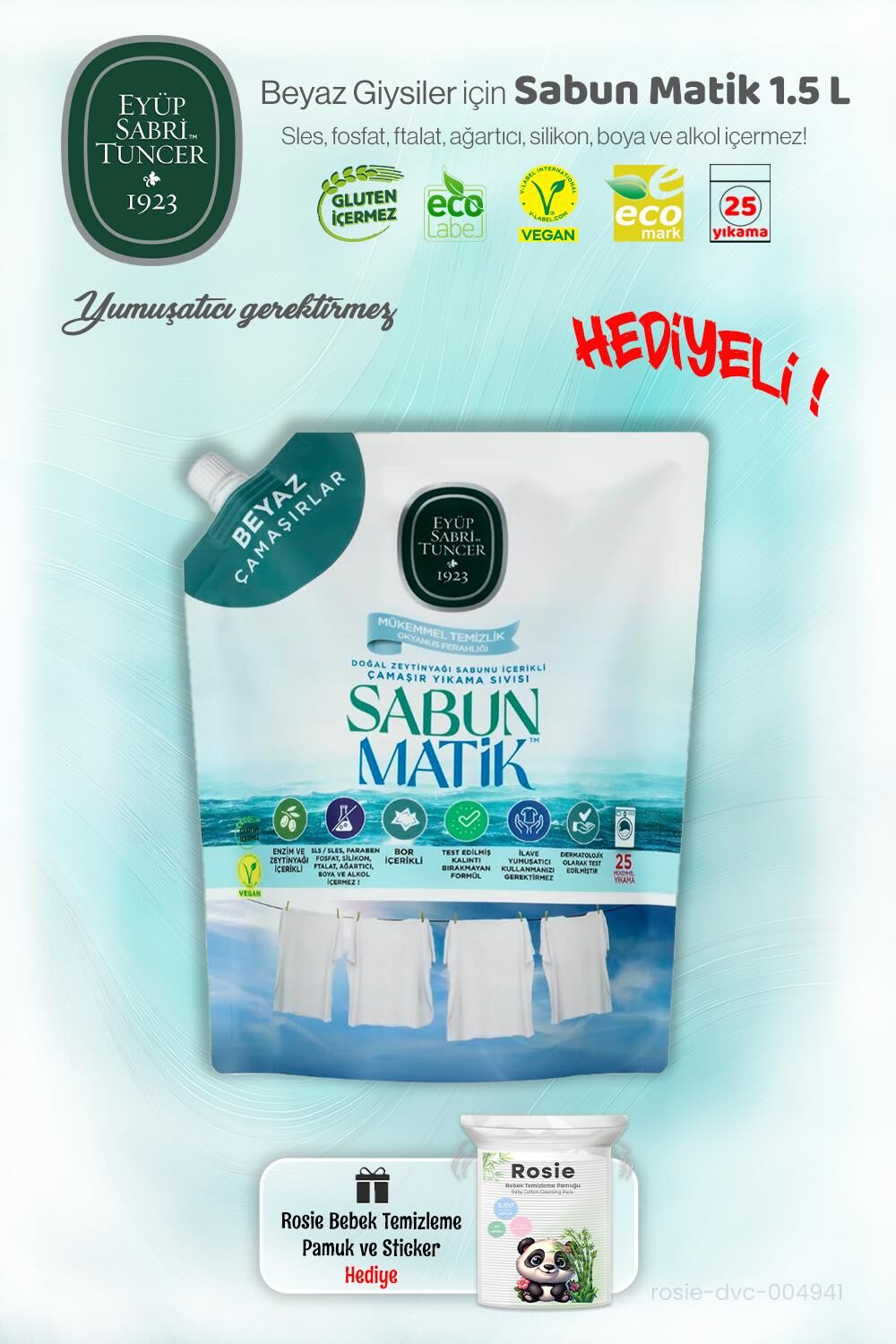 Eyüp Sabri Tuncer Beyazlar Sıvı Sabun Matik 1.5 L ve ROSIE Hediye