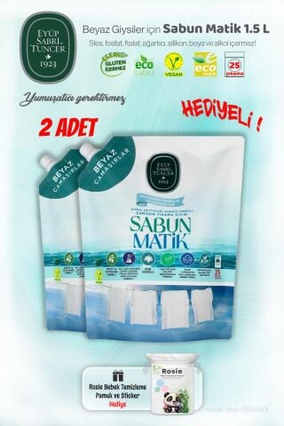 2 Adet Eyüp Sabri Tuncer Beyazlar Sıvı Sabun Matik 1.5 L ve ROSIE Hediye