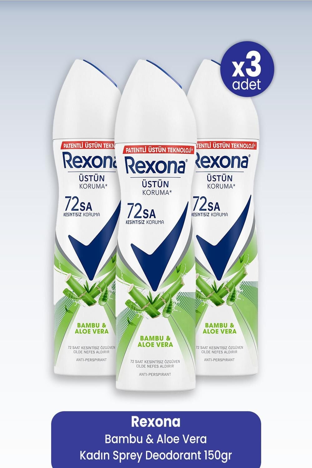 Rexona Bambu & Aloe Vera Kadın Sprey Deodorant 150 ml x 3 Adet