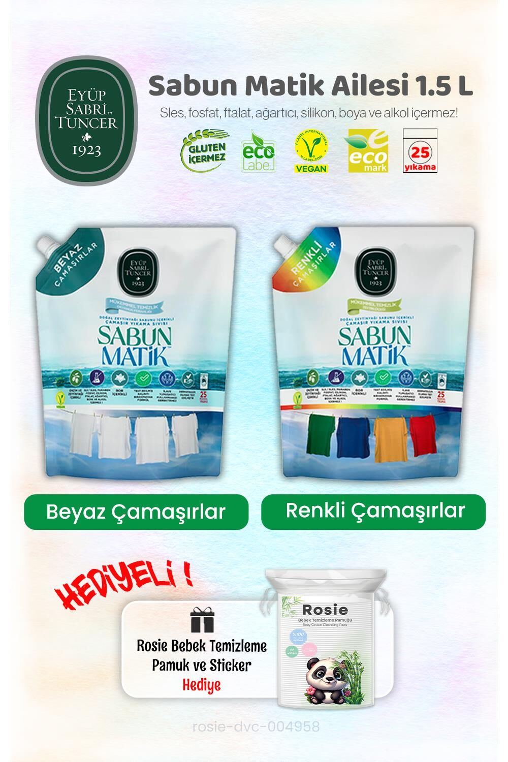 Çamaşır Yıkama Sıvısı Beyazlar ve Renkliler 1500 ml ve ROSIE