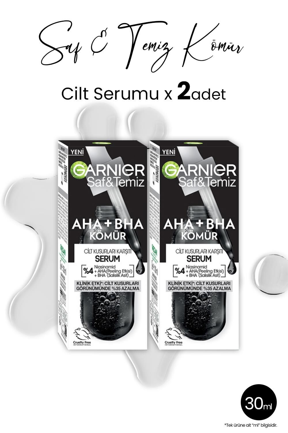 Garnier Serum Saf & Temiz AHA + BHA Kömür 30 ml x 2 adet