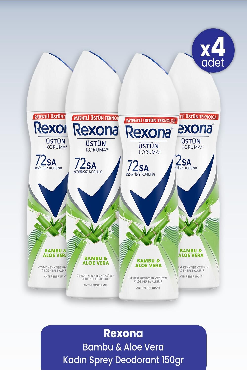 Rexona Bambu & Aloe Vera Kadın Sprey Deodorant 150 ml x 4 Adet