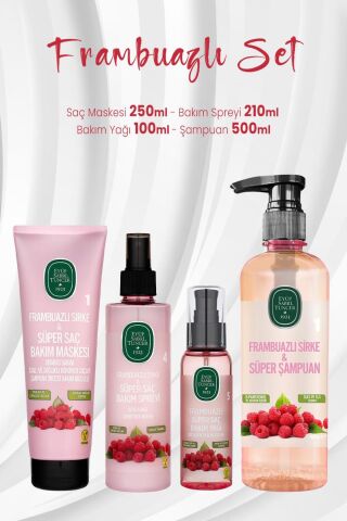 Eyüp Sabri Tuncer Frambuazlı Saç Bakım Spreyi 210 Ml, Saç Maskesi 250 ml, Saç Yağı 100 ml ve Şampuan