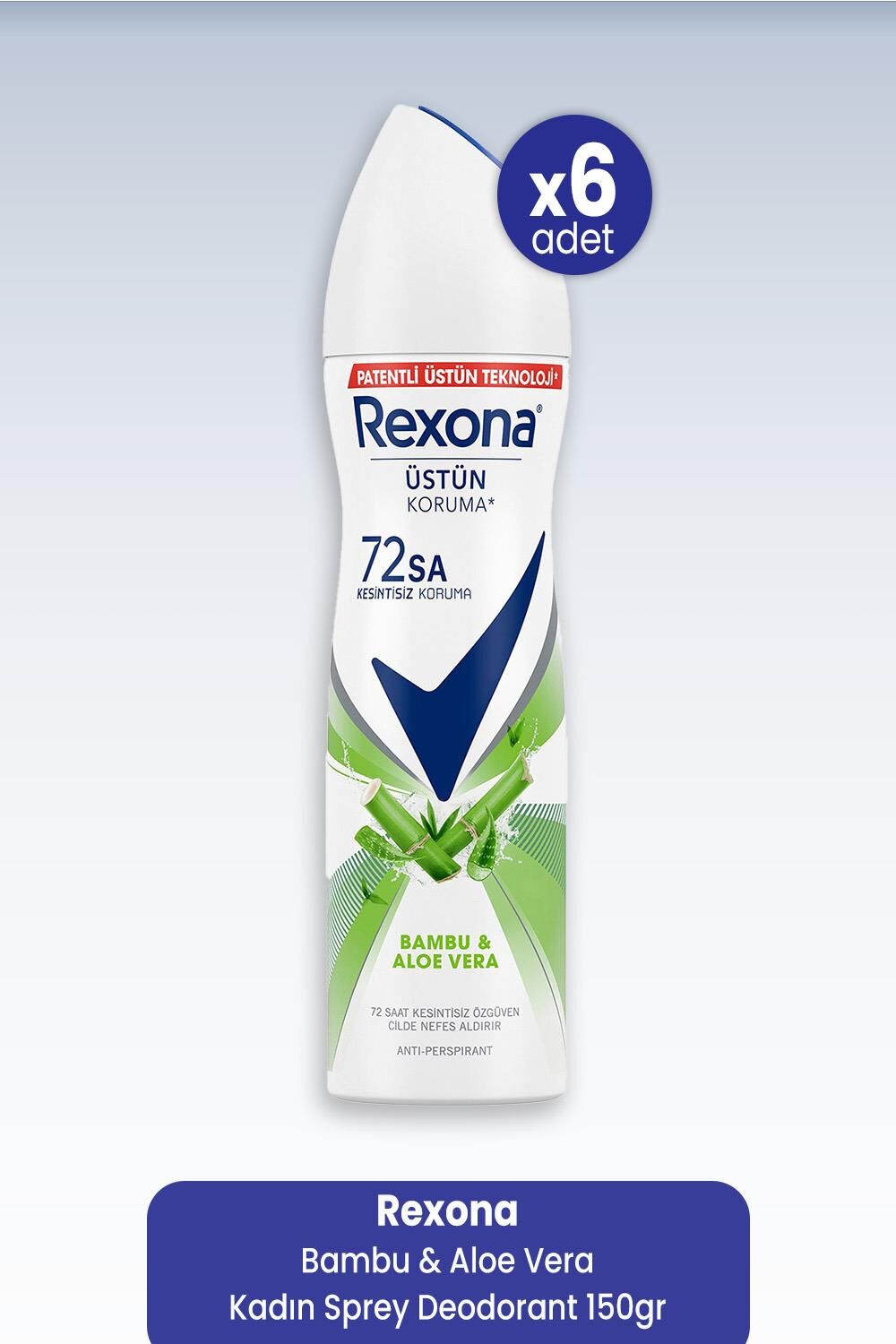 Rexona Bambu & Aloe Vera Kadın Sprey Deodorant 150 ml x 6 Adet