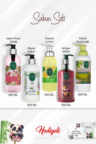 Sabun Paket Artisan Muffin, Çeşme Limonu, Beyaz Sabun, Japon Kiraz Çiçeği, Zeytinyağlı ve Rosie