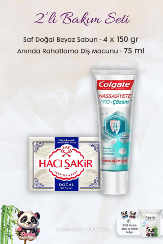 Colgate Hassasiyete Çözüm Diş Macunu 75 ml,  H. Şakir Saf Doğal Sabun 4 x 150 gr ve ROSIE