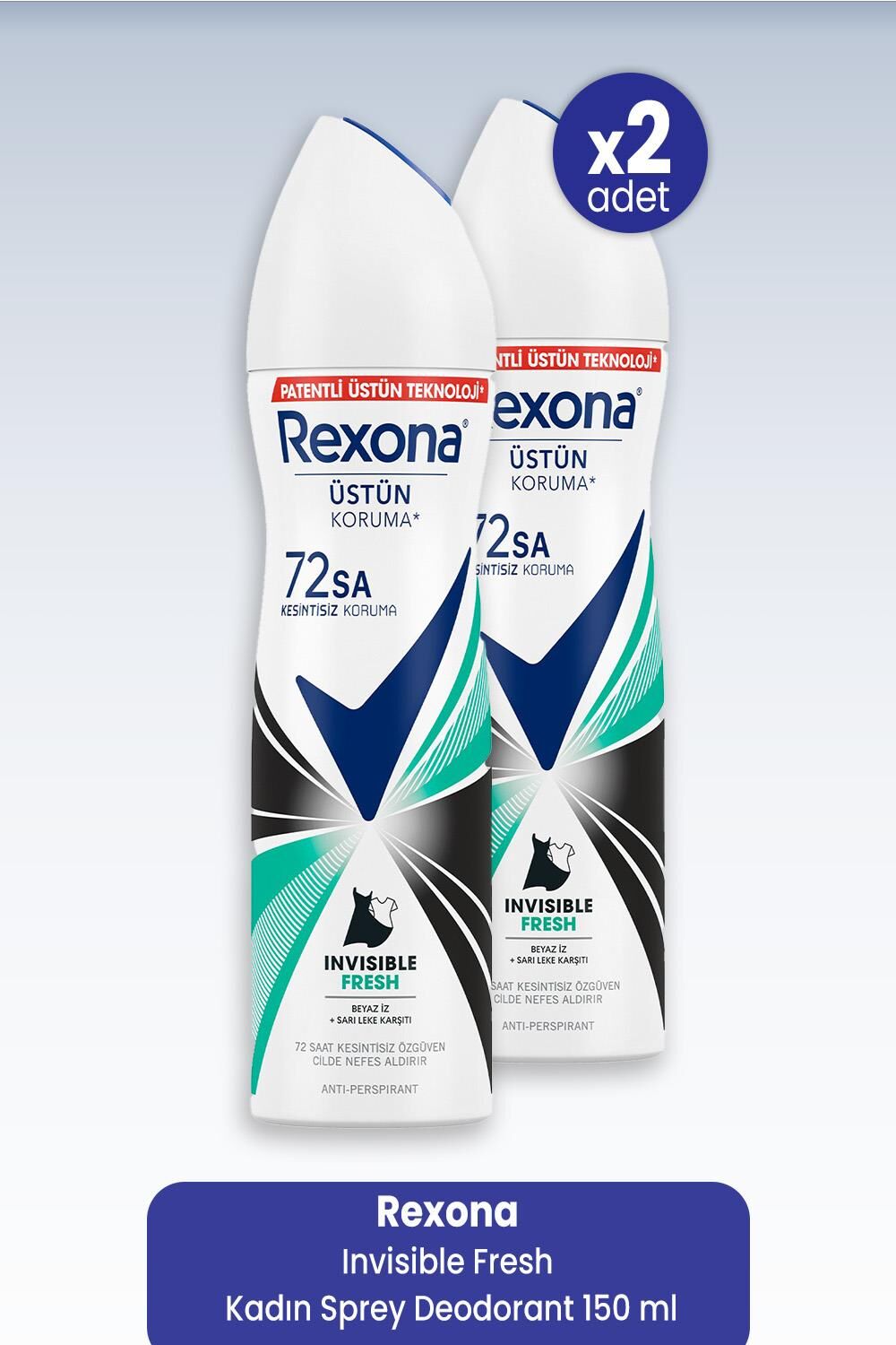 Rexona Invisible Fresh Kadın Sprey Deodorant 150 ml x 2 Adet