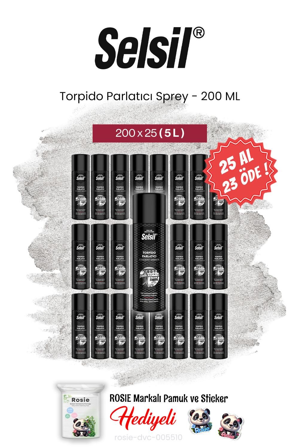 Selsil 200 ml 25 AL 23 ÖDE Torpido Parlatıcı Sprey, ve rosie pamuk