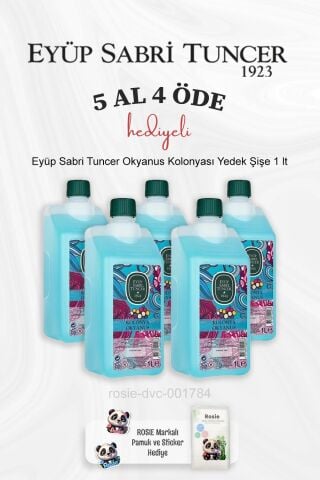 Eyüp Sabri Tuncer Okyanus Kolonyası Yedek Şişe 1 lt 5 Al 4 Öde ve Rosie Pamuk