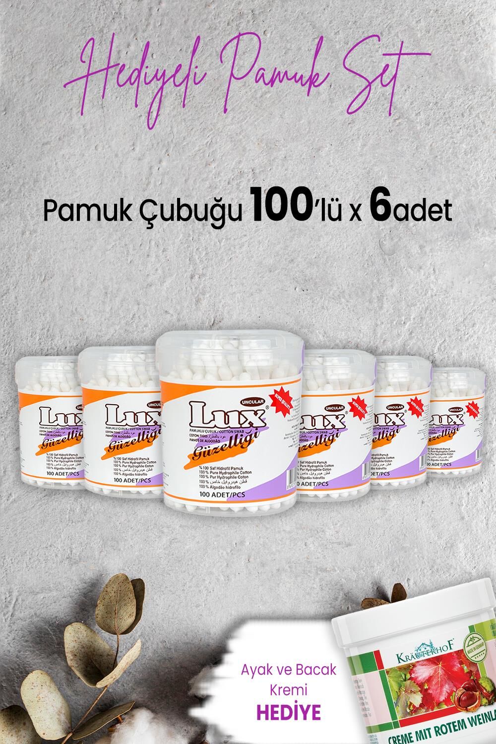 Lux Pamuk Çubuğu 100' lü x 6 Adet ve Hediyeli