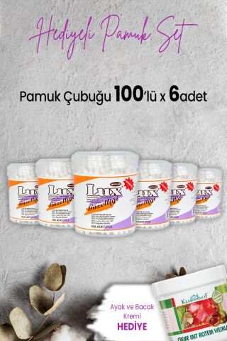 Lux Pamuk Çubuğu 100' lü x 6 Adet ve Hediyeli