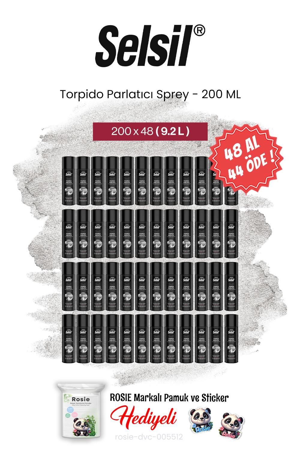 Selsil 48 AL 44 ÖDE 200 ml, Torpido Parlatıcı Sprey ve rosie pamuk