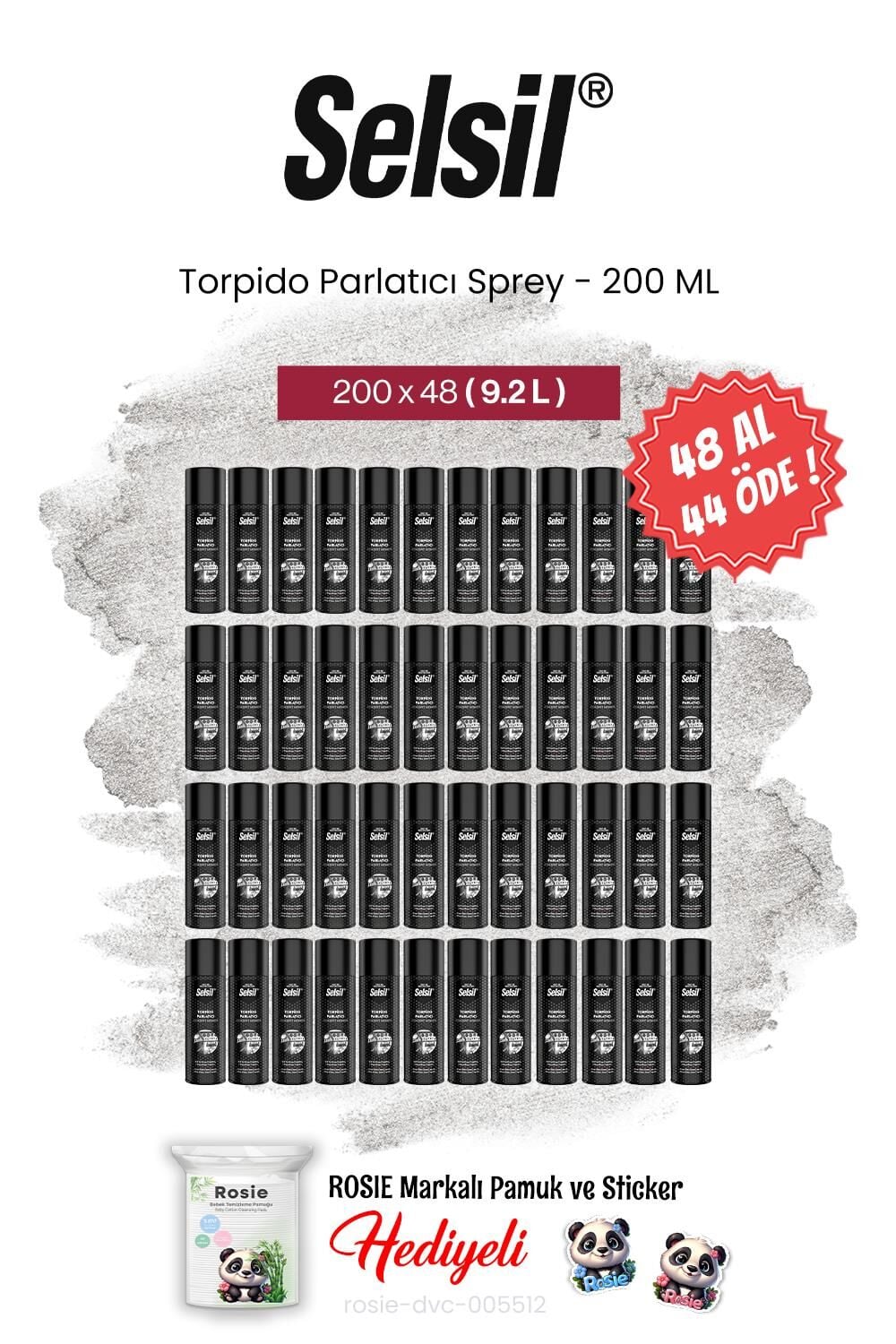 Selsil 48 AL 44 ÖDE 200 ml, Torpido Parlatıcı Sprey ve rosie pamuk