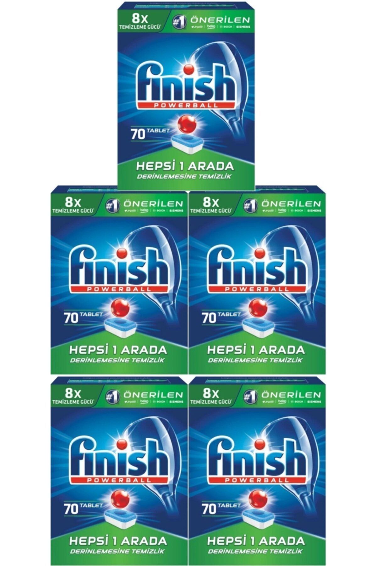Finish Hepsi Bir Arada Bulaşık Makinesi Deterjanı Tableti 70 Yıkama x 5