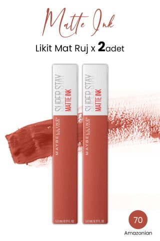 Maybelline New York Super Stay Matte Ink Likit Mat Ruj 70 Amazonian x 2 adet