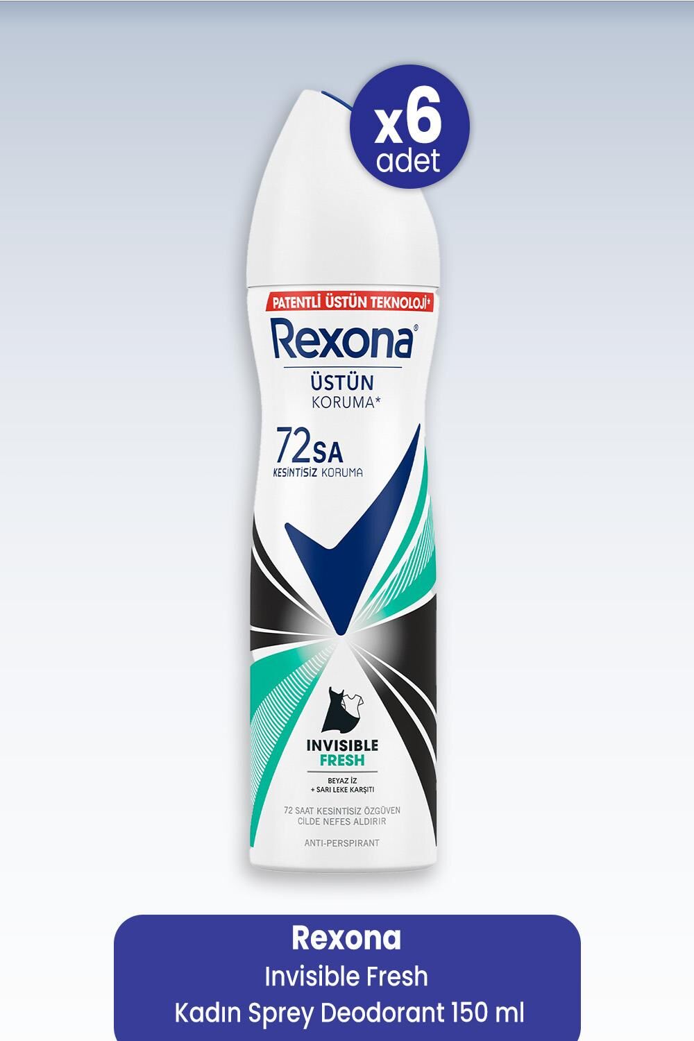 Rexona Invisible Fresh Kadın Sprey Deodorant 150 ml x 6 Adet