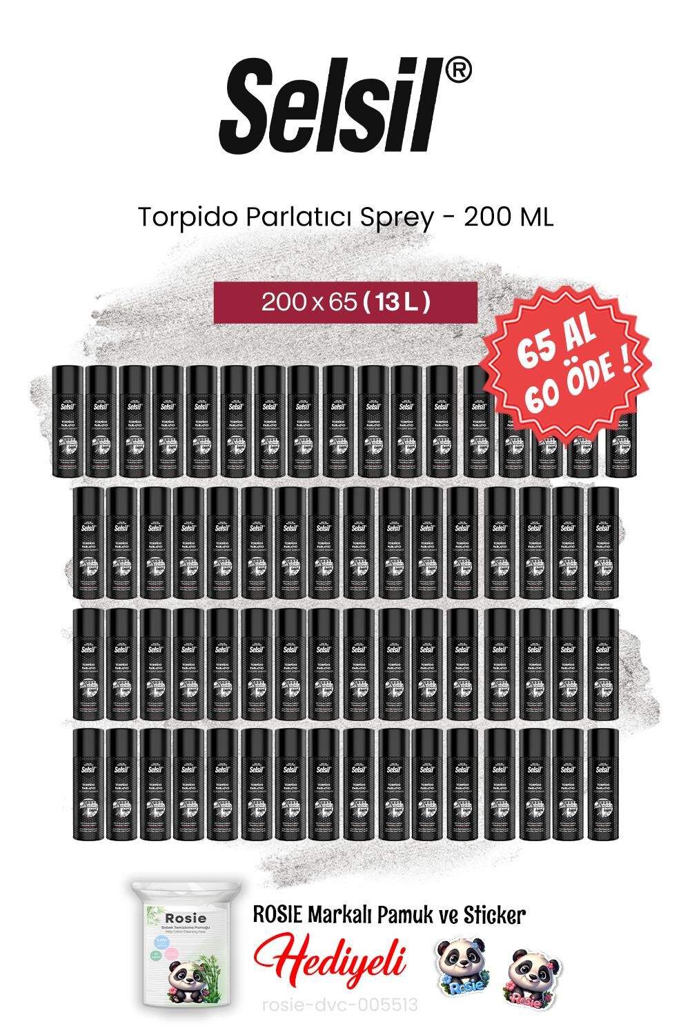 Selsil 65 AL 60 ÖDE 200 ml, Torpido Parlatıcı Sprey ve rosie pamuk