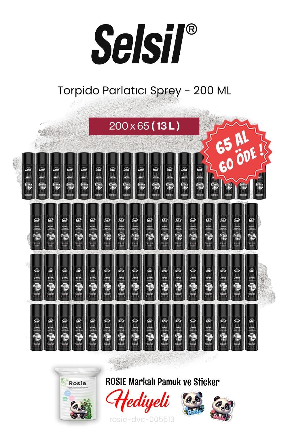 Selsil 65 AL 60 ÖDE 200 ml, Torpido Parlatıcı Sprey ve rosie pamuk