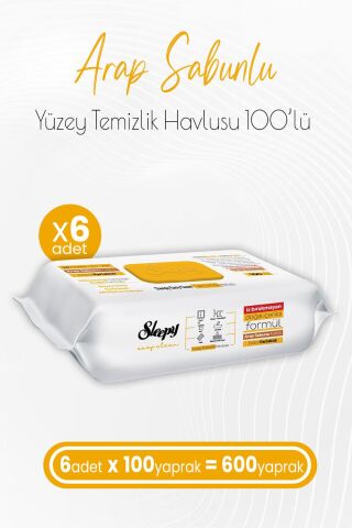 Sleepy Easy Clean Arap Sabunu Katkılı Yüzey Temizlik Havlusu 100 x 6 Adet (600 Yaprak)