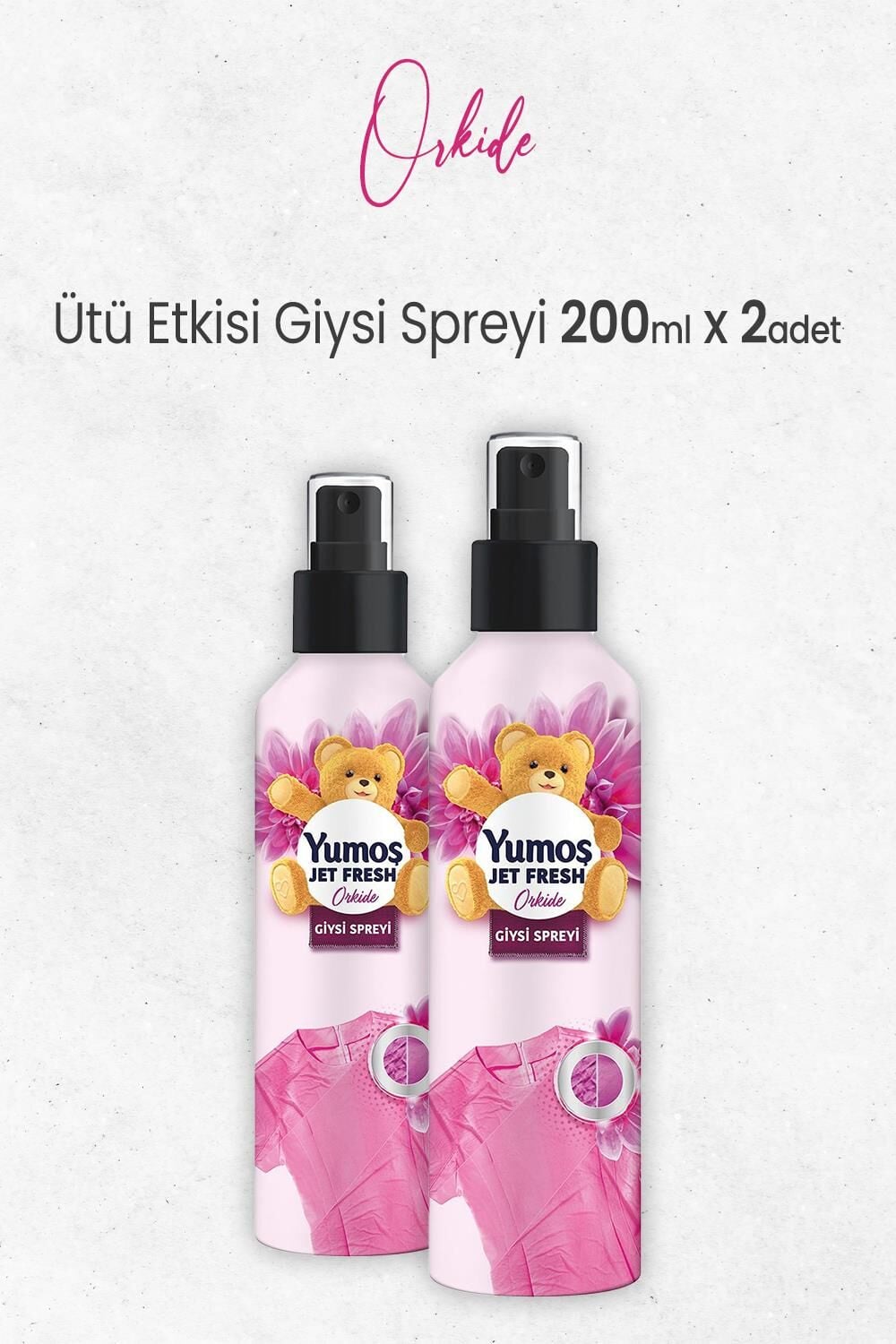 Yumoş Jet Fresh Ütü Etkisi Giysi Spreyi Orkide 200 ml x 2 Adet