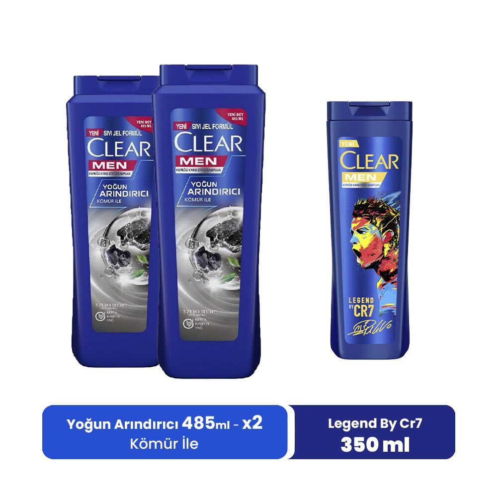 Clear Men Şampuan Yoğun Arındırıcı 485 ML x 2 ve Legend By CR7 350 ml